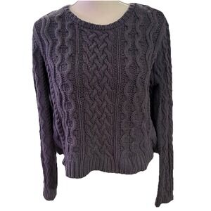 Kendall And Kylie Cropped Cable Knit Sweater Gray Size Medium‎